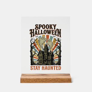 ヴィンテージの幽霊プリントのハロウィンTシャツ お化け屋敷 アクリルサイン