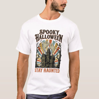 ヴィンテージの幽霊プリントのハロウィンTシャツ お化け屋敷 Tシャツ