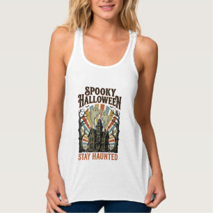 ヴィンテージの幽霊プリントのハロウィンTシャツ タンクトップ