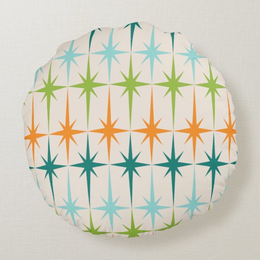 ヴィンテージの幾何学的なスターバストの円形の枕 ラウンドクッション (裏面)