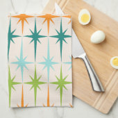 ヴィンテージの幾何学的なスターバストの台所タオル キッチンタオル (四つ折り)