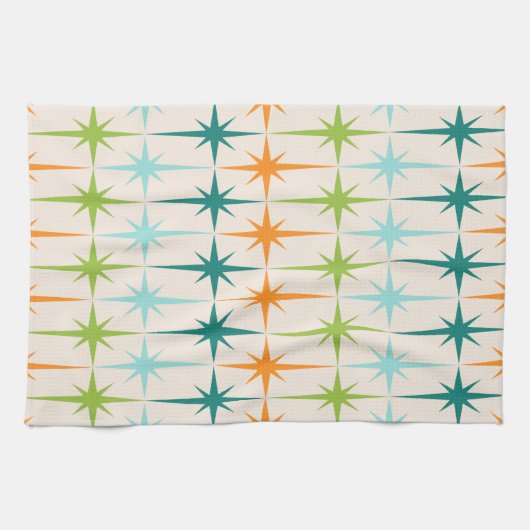 ヴィンテージの幾何学的なスターバストの台所タオル キッチンタオル (横)