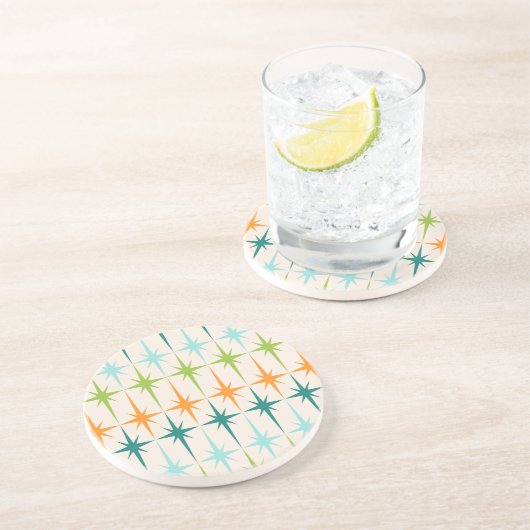 ヴィンテージの幾何学的なスターバストの砂岩コースター コースター (側面)