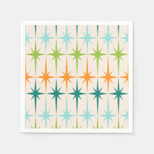 ヴィンテージの幾何学的なスターバストの紙ナプキン スタンダードカクテルナプキン