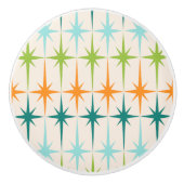 ヴィンテージの幾何学的なスターバストの陶磁器のノブ セラミックノブ (正面)