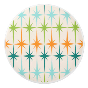 ヴィンテージの幾何学的なスターバストの陶磁器のノブ セラミックノブ