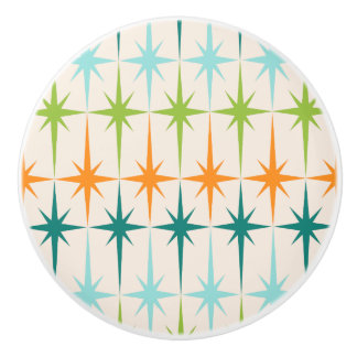 ヴィンテージの幾何学的なスターバストの陶磁器のノブ セラミックノブ