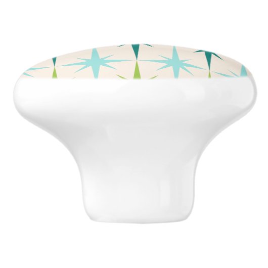 ヴィンテージの幾何学的なスターバストの陶磁器のノブ セラミックノブ (側面)