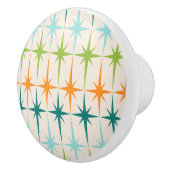 ヴィンテージの幾何学的なスターバストの陶磁器のノブ セラミックノブ (右)