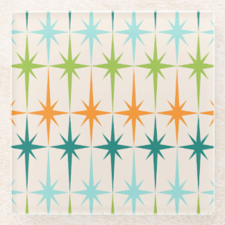 ヴィンテージの幾何学的なスターバストガラスのコースター ガラスコースター