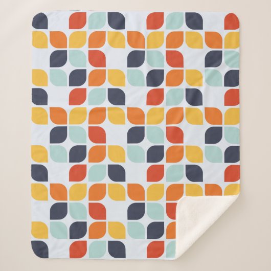 ヴィンテージの幾何学的なパターン シェルパブランケット (正面)
