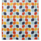 ヴィンテージの幾何学的なパターン シャワーカーテン (正面)