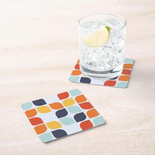 ヴィンテージの幾何学的なパターン スクエアペーパーコースター (インサイチュ)