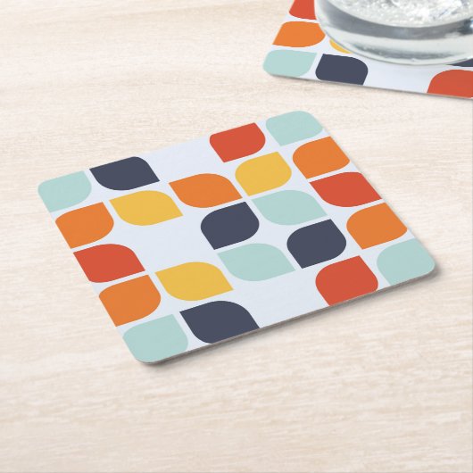 ヴィンテージの幾何学的なパターン スクエアペーパーコースター (アングル)