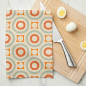 ヴィンテージの幾何学的な円パターン キッチンタオル (四つ折り)