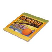 ヴィンテージの広告のサンフランシスコのオレンジ木枠のラベルのタイル タイル (側面)