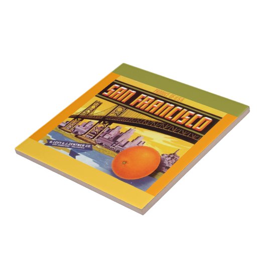ヴィンテージの広告のサンフランシスコのオレンジ木枠のラベルのタイル タイル (側面)