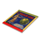 ヴィンテージの広告の広告のオレゴンの女の子のりんごの木枠のラベルのタイル タイル (側面)