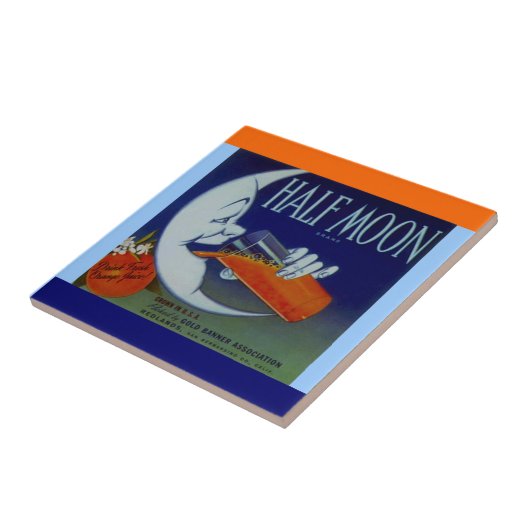 ヴィンテージの広告の広告の半月のオレンジ木枠のラベルのタイル タイル (側面)