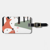 ヴィンテージの庭で幸せなかわいいベビーの孤のオオカミのスマイル ラゲッジタグ (正面横)