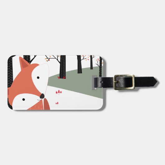 ヴィンテージの庭で幸せなかわいいベビーの孤のオオカミのスマイル ラゲッジタグ (正面横)