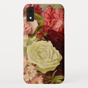 ヴィンテージの庭のばら色の花、ラブロマンスもの iPhone XRケース