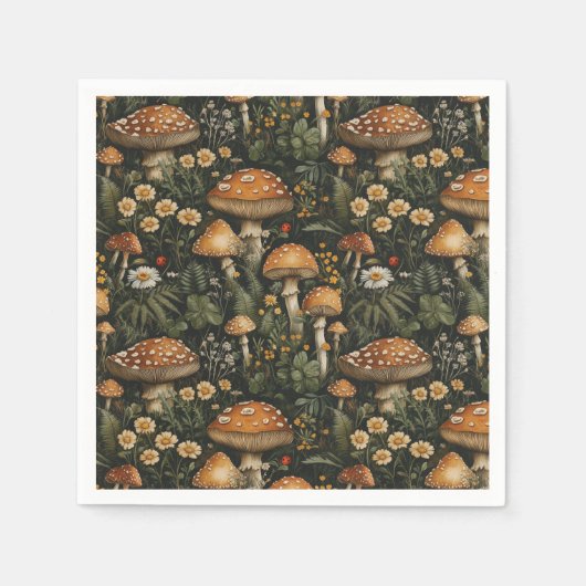 ヴィンテージの庭のシームレスなパターン スタンダードカクテルナプキン (正面)