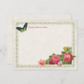 ヴィンテージの庭の花のパーソナライズで平らなメッセージカード ノートカード (正面/裏面)