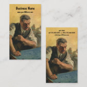 ヴィンテージの建築士と建物の青図 名刺 (正面/裏面)