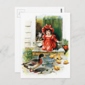 ヴィンテージの引くこと: 子ガモのための御馳走 ポストカード (正面/裏面)