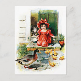 ヴィンテージの引くこと: 子ガモのための御馳走 ポストカード