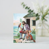 ヴィンテージの引くこと: 孤独な時間の友達 ポストカード (スタンド正面)