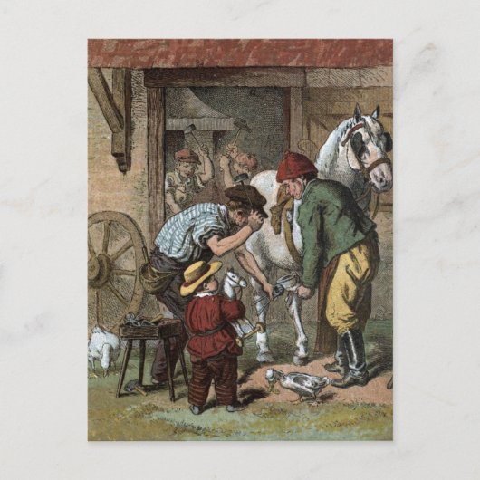 ヴィンテージの引くこと: 蹄鉄のスミス ポストカード (正面)