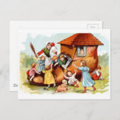 ヴィンテージの引くこと: 靴に住んでいる女性 ポストカード (正面/裏面)