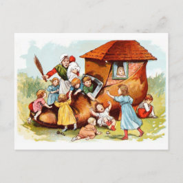 ヴィンテージの引くこと: 靴に住んでいる女性 ポストカード