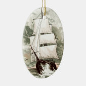 ヴィンテージの引くこと: 3マストを立てられていた船 セラミックオーナメント (右)