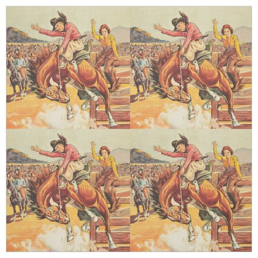 ヴィンテージの強く反対する馬の西部のロデオのカウボーイ4.5" ファブリック (見本)