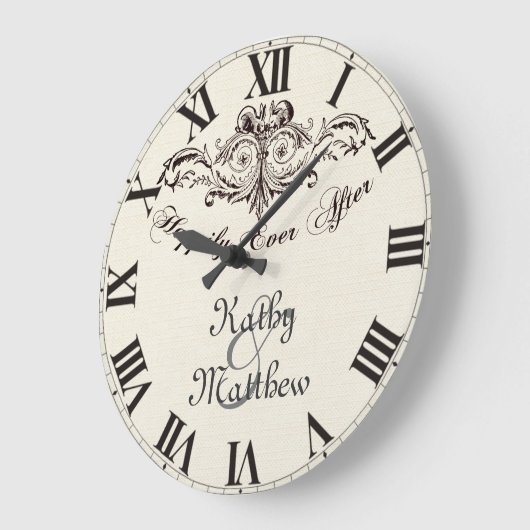 ヴィンテージの後ずっと楽しパーソナライズされた結婚く ラージ壁時計 (傾斜)