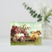 ヴィンテージの復活祭と花ワゴン シーズンポストカード (スタンド正面)