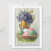 ヴィンテージの復活祭の卵とスミレ シーズンカード (正面)