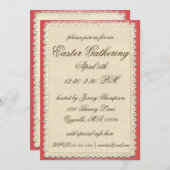 ヴィンテージの復活祭の卵とスミレ 招待状 (正面/裏面)