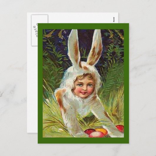 ヴィンテージの復活祭の女の子バニーの衣装, ZSSG シーズンポストカード (正面/裏面)