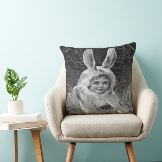 ヴィンテージの復活祭の女の子バニーの衣装B&W, ZSSG クッション (椅子)