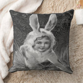 ヴィンテージの復活祭の女の子バニーの衣装B&W, ZSSG クッション (ブランケット)