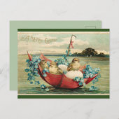 ヴィンテージの復活祭の雛とスミレ ポストカード (正面/裏面)