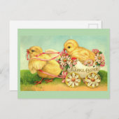ヴィンテージの復活祭の雛 ポストカード (正面/裏面)