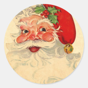 ヴィンテージの微笑のサンタのクリスマスのクリスマスのプレゼント項目 ラウンドシール