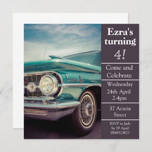 ヴィンテージの心配の誕生日の招待状 招待状 (正面/裏面)