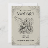 ヴィンテージの怖いお化け屋敷パーティー 招待状 (正面)