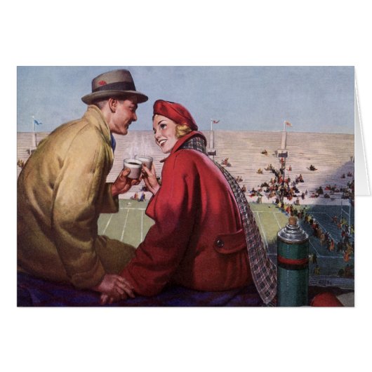 ヴィンテージの恋と恋、カップルでのサッカーの試合 (正面横)